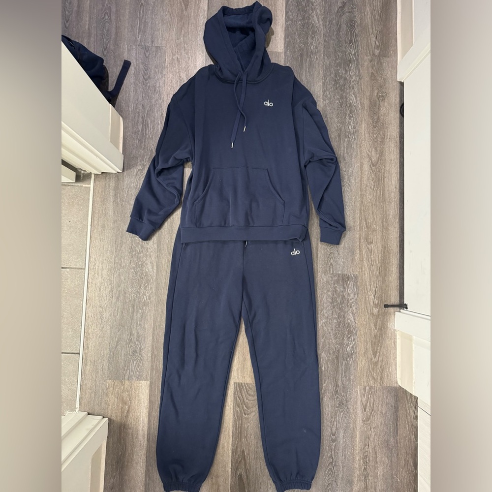 ALO Yoga Navy Blue Hoodie & Jogger Set